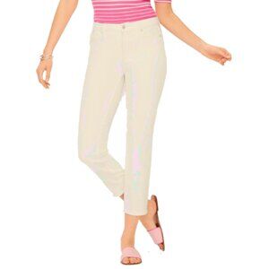 NWT Talbots Women Petite Size 2 2P Off White Flawless Straight Leg Crop Jean NEW